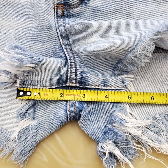 AGOLDE Jaden High Rise Button Fly Cut Off Distressed Denim Shorts Size 25 - Picture 11 of 14